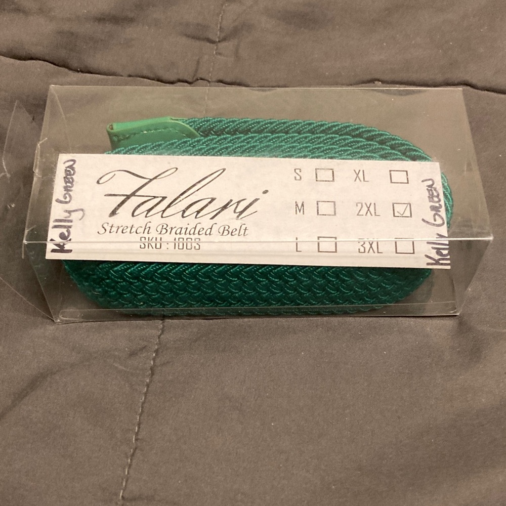 Falari Kelly Green Stretch Braided Belt2XL